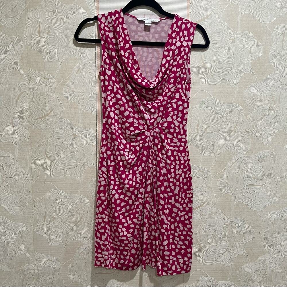 0233 Diane Von Furstenberg Noe Leopard Leaves Pink Dress - Picture 3 of 11